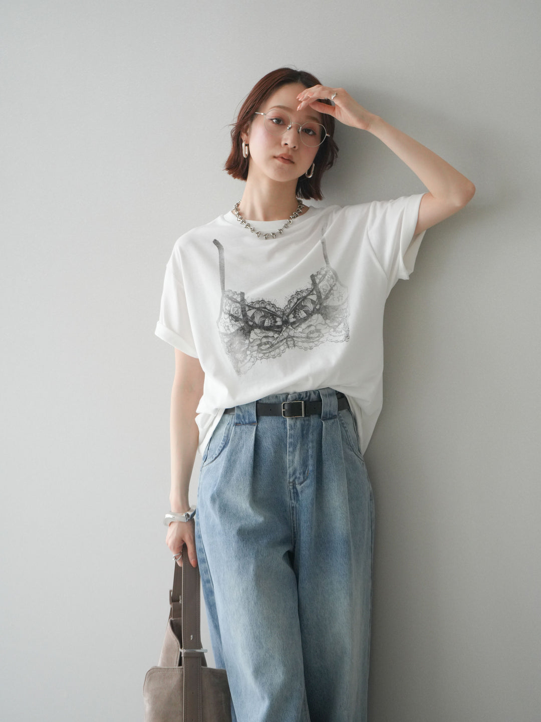 [予約]レースモチーフプリントTEE/off