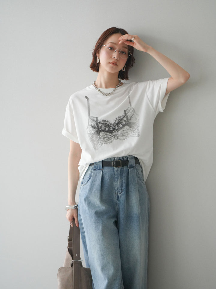 [予約]レースモチーフプリントTEE/off