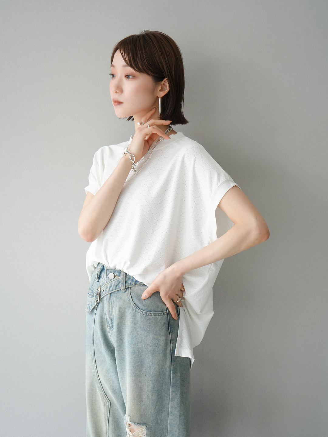 [Pre-order] Cut Lace Over T-shirt/White
