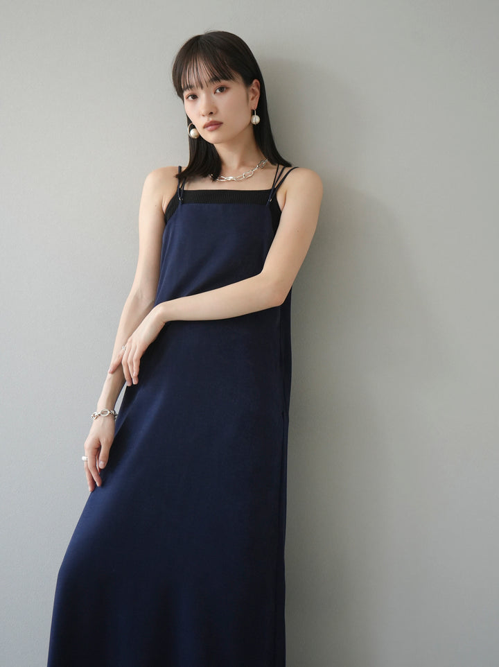 [Pre-order] Vintage Satin Camisole Dress/Navy