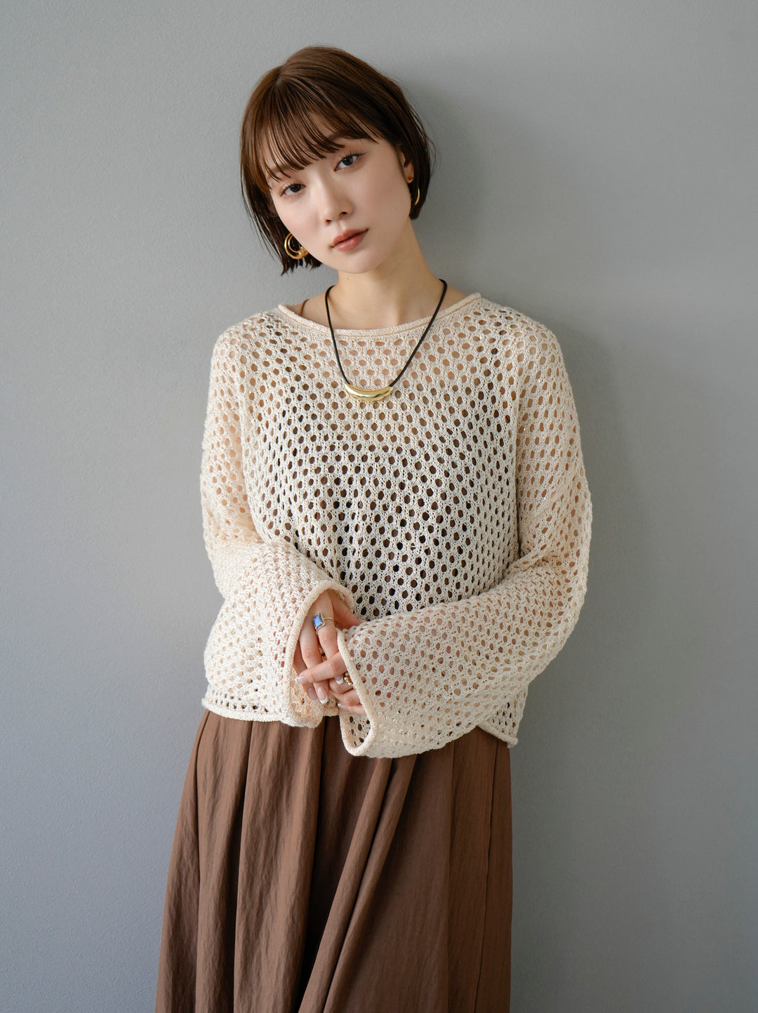 [Pre-order] Sequin Mesh Knit Pullover/Ivory