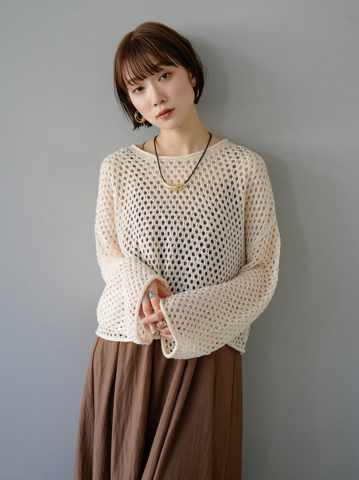 [Pre-order] Sequin Mesh Knit Pullover/Ivory