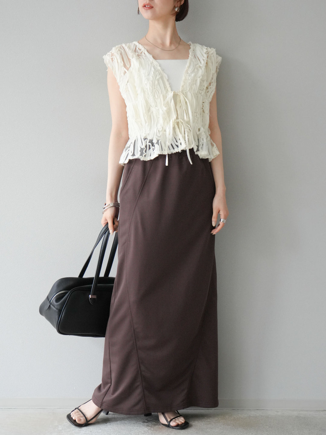 [予約]ジャガードレースリボントップス/アイボリー