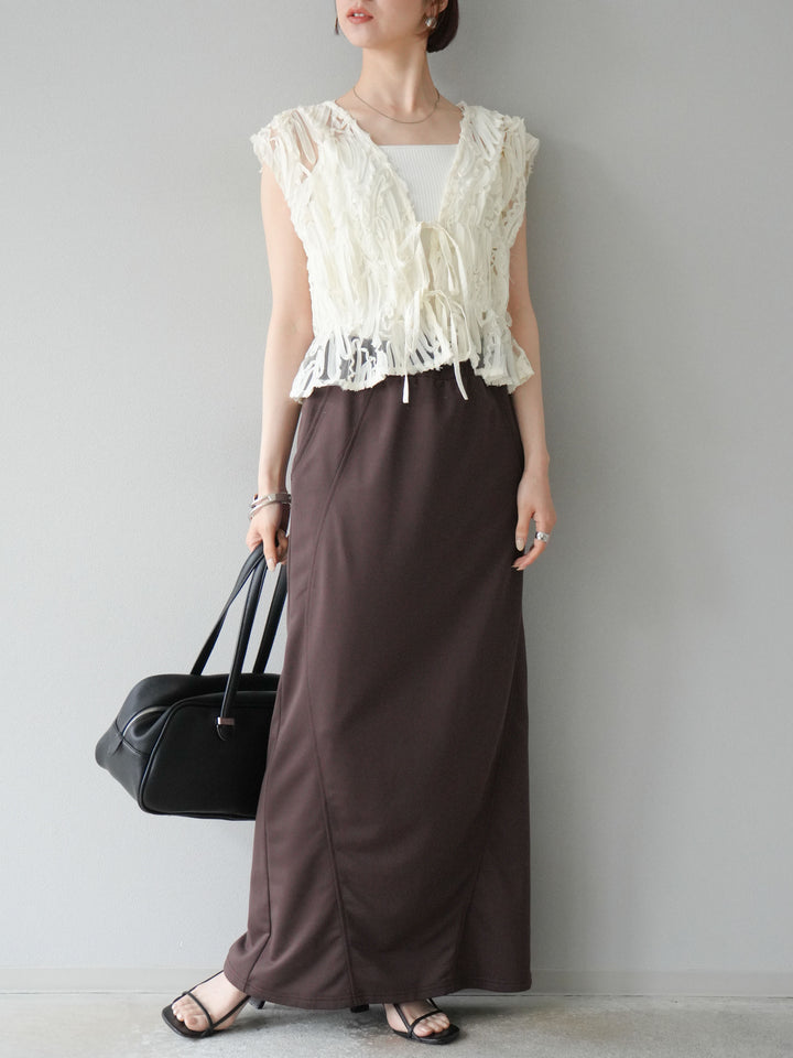 [予約]ジャガードレースリボントップス/アイボリー