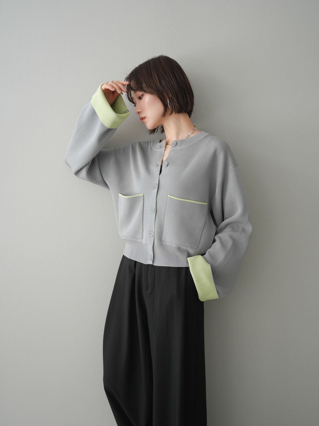 [SET]レーヨンポリダブルフェイスニットカーディガン+ベルトループデザインワイドパンツ(2set)