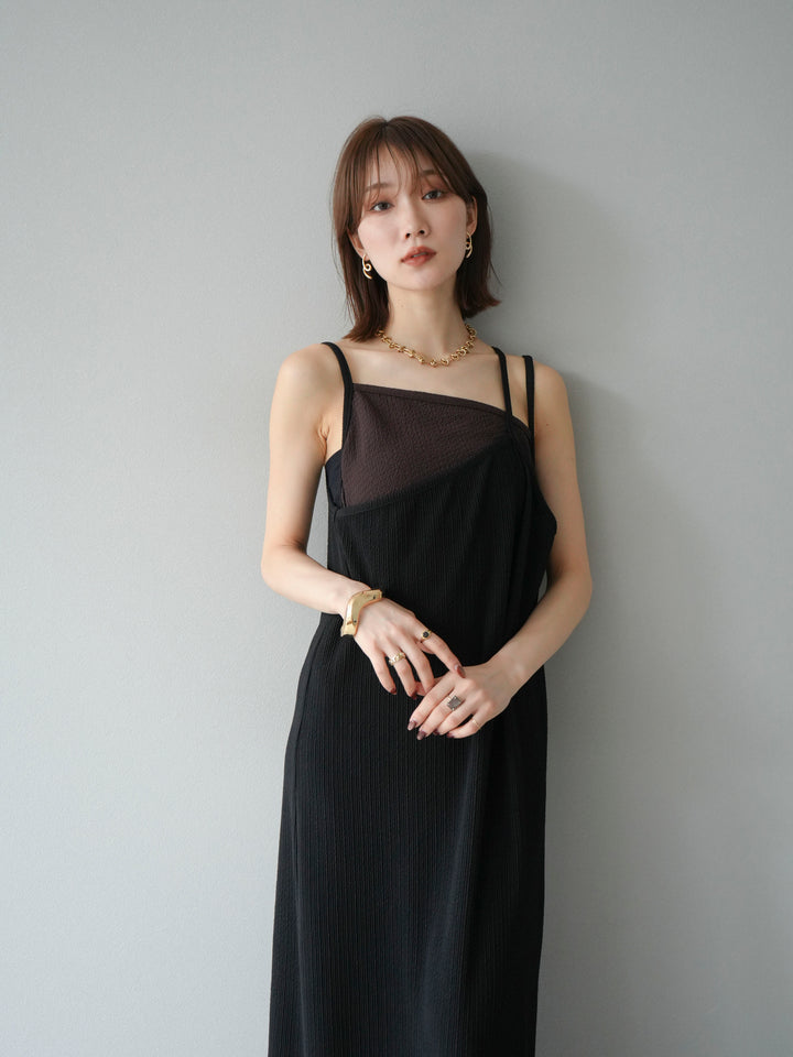 [予約]バイカラーレイヤードキャミワンピース/ブラック