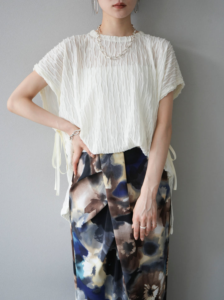 [Pre-order] Arm shirring sheer design mellow pullover/ivory