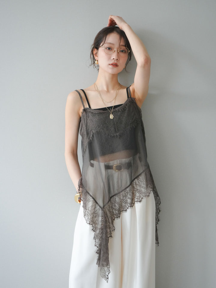 [予約]アシメヘムシアーキャミソール/brown