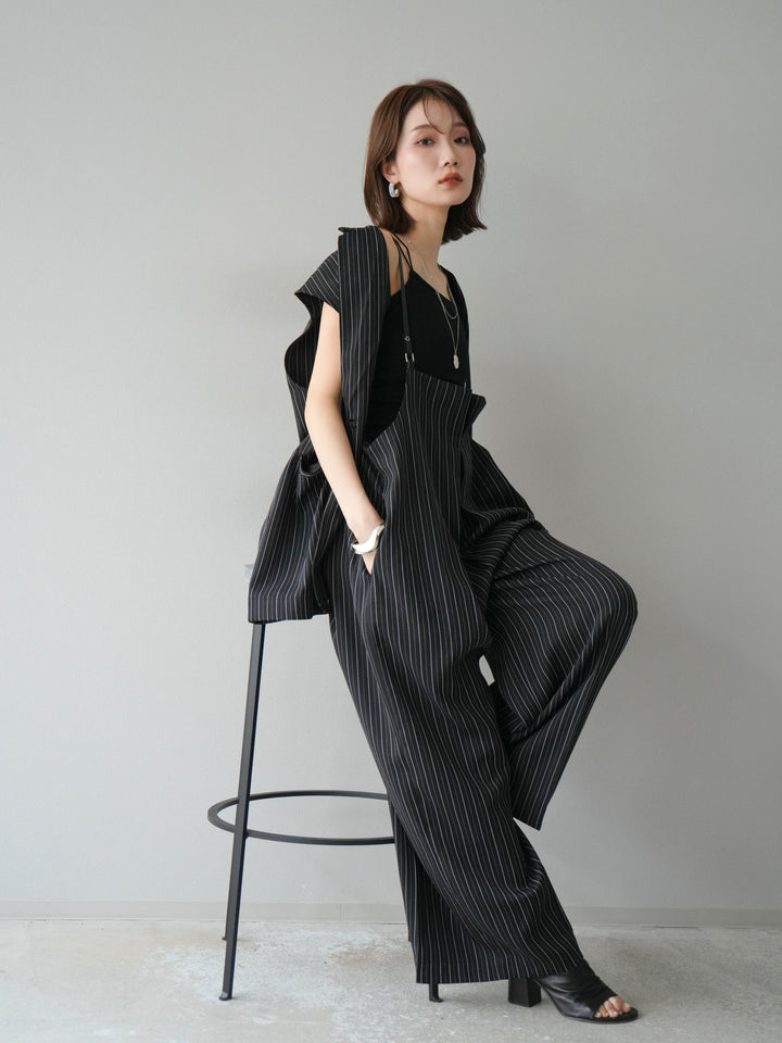 [予約]ヘリンボーンストライプジレ/ブラック