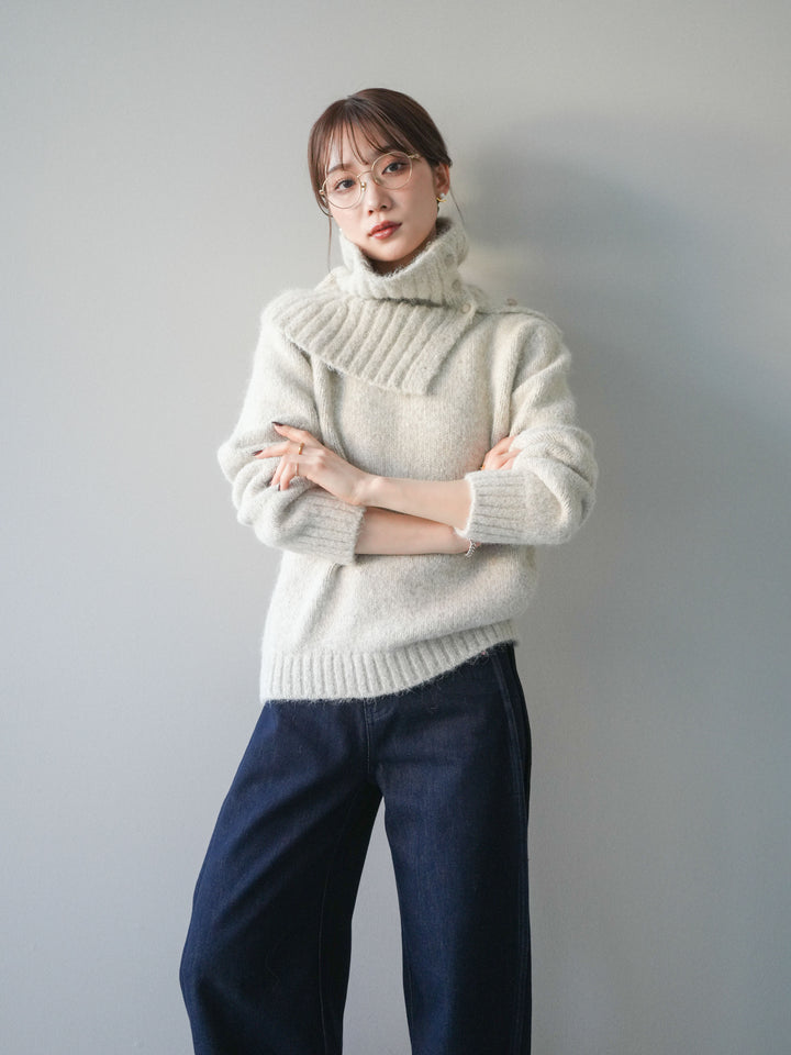 [予約]ネック付MIXニットアンサンブル/apricot