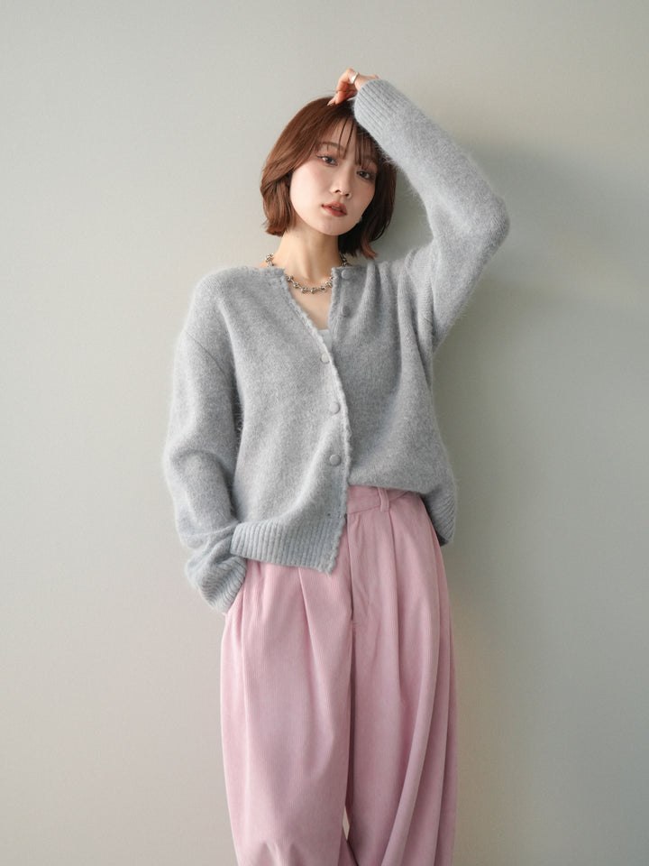 [SET]くるみボタンニットカーディガン+コーデュロイサイドタックコクーンパンツ(2set)