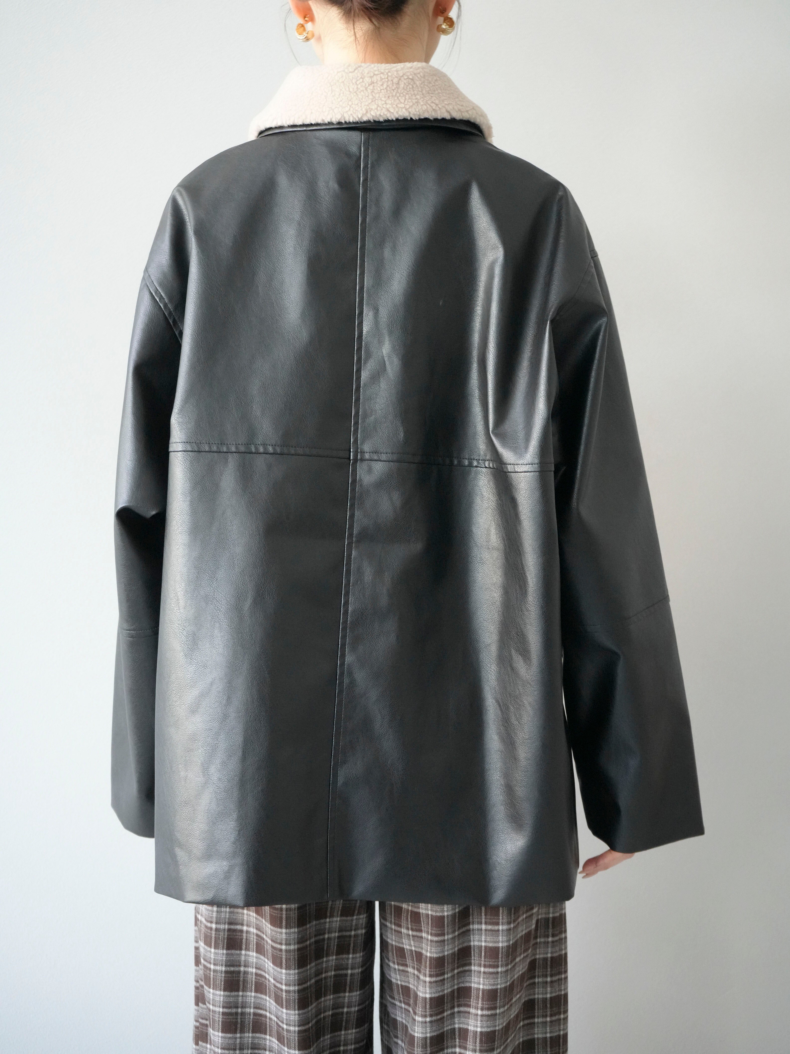 ブラックレザージャケット ボア襟 Liugoo Leathers 【20周年記念20%OFFクーポン】LIUGOO 本革 襟ボア