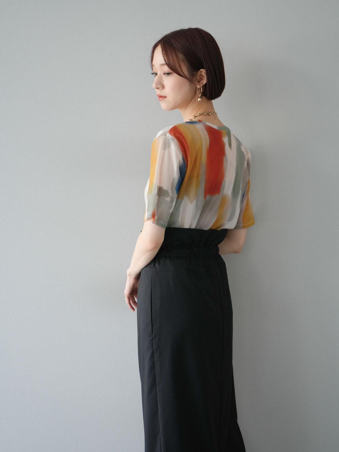 [套裝] 水彩藝術透視T卹 + Heather Ester 褶皺拉鍊裙 (2套)