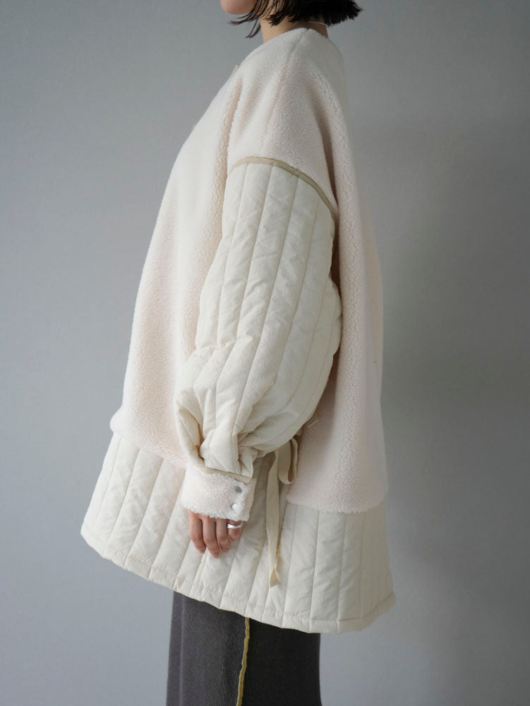 [Pre-order] Boa x quilted side ribbon padded coat/ivory