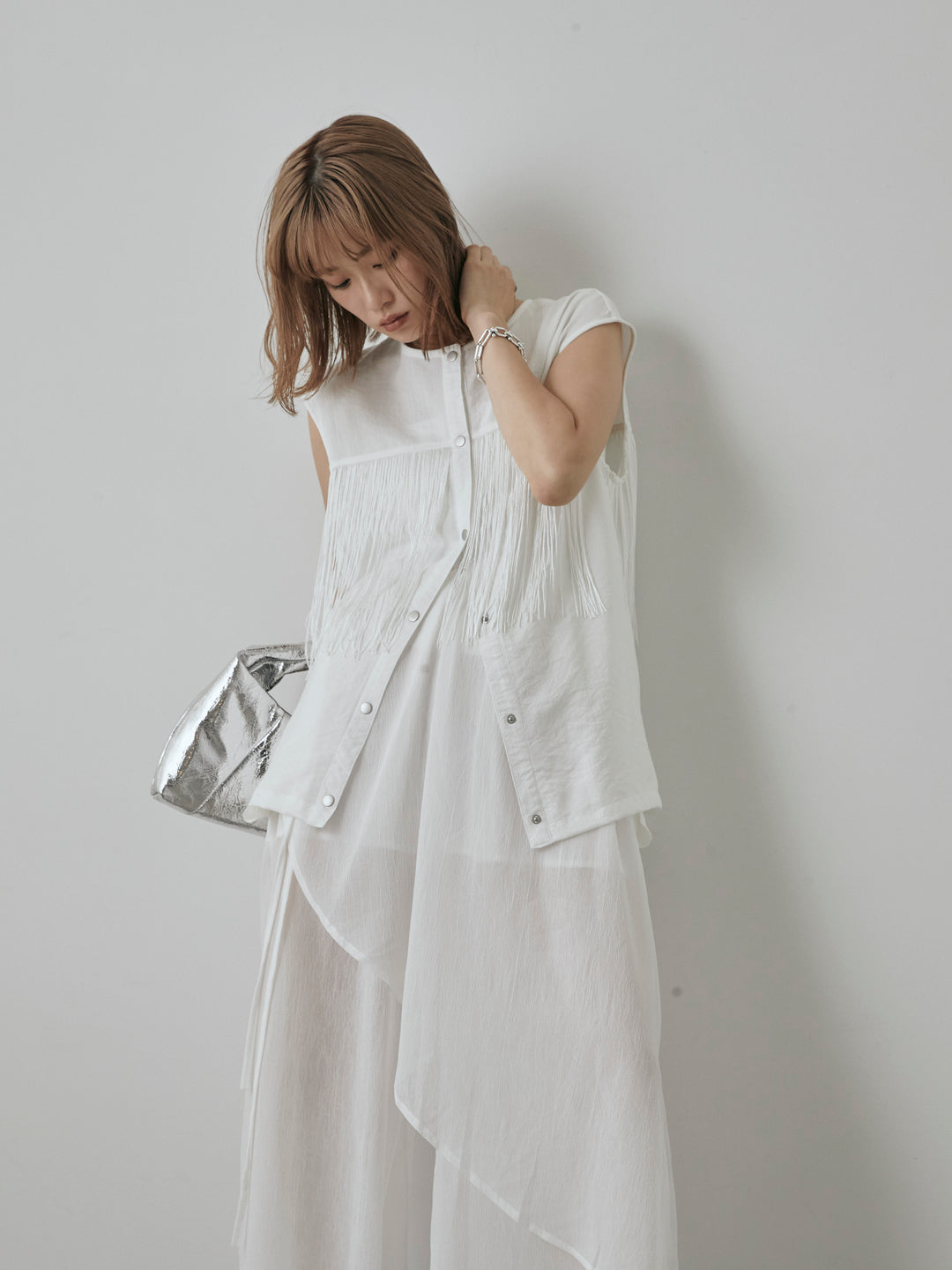 [予約]フリンジノースリブラウス/オフ