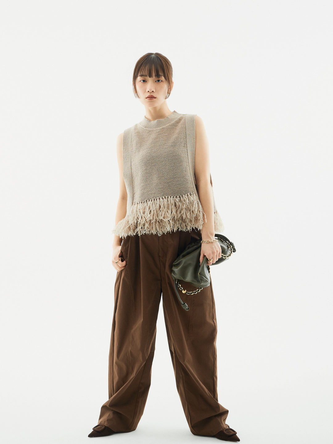 【Allure】[SET]フェザーヤーンニットベスト+フェザーヤーンニットベスト(2set)