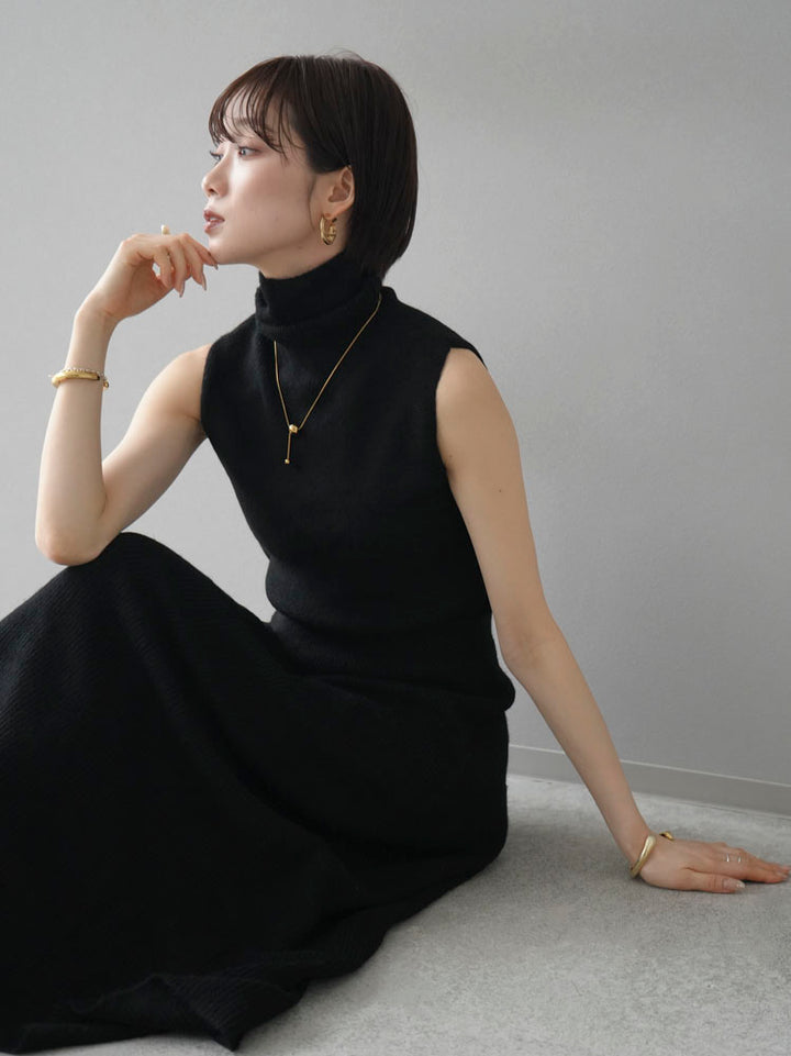 [Pre-order] Knit skirt set up/Black