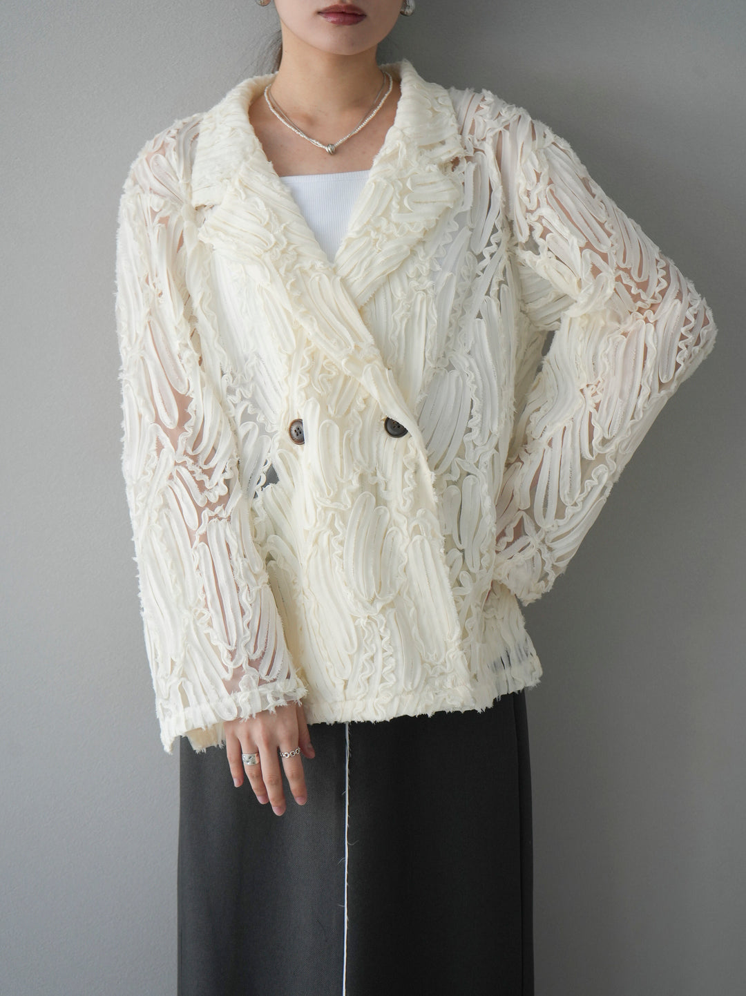 [予約]シアージャガードテーラードジャケット/アイボリー