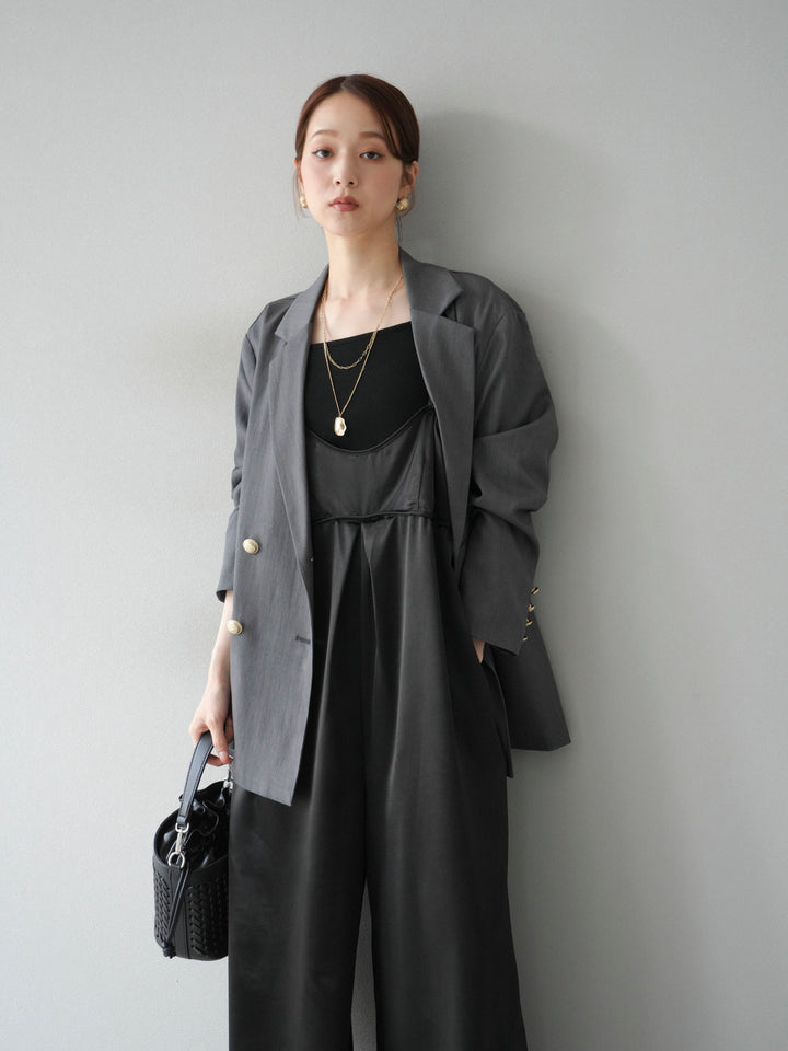 [予約]サテンビスチェオールインワン/ブラック