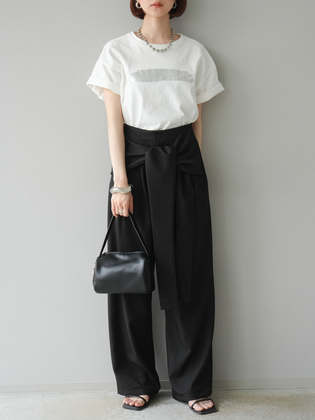 [予約]箔プリントTシャツ/オフシルバー