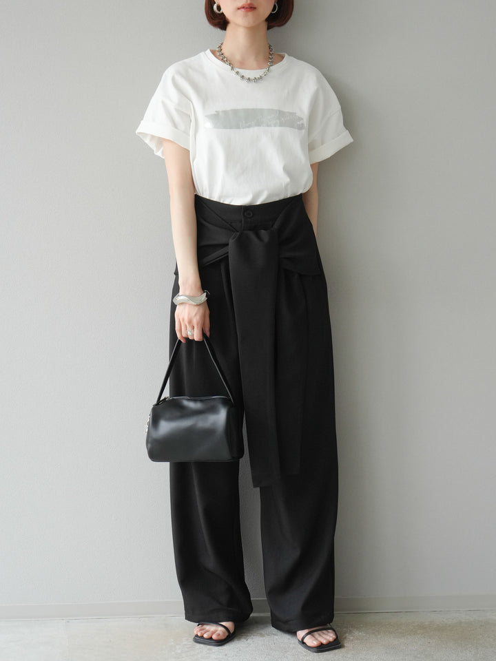 [予約]箔プリントTシャツ/オフシルバー