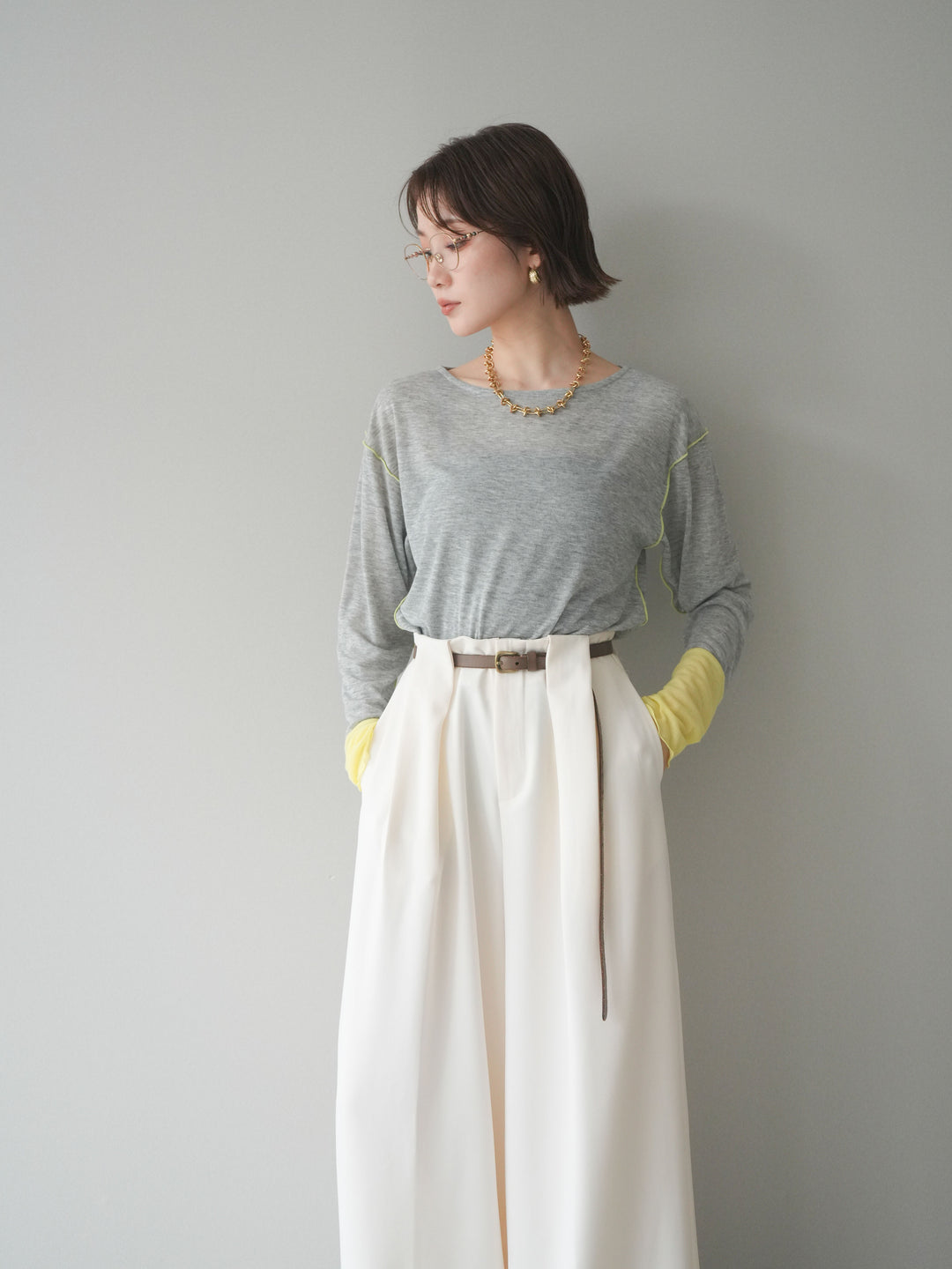 [SET]配色メロウトップス+配色メロウトップス(2set)