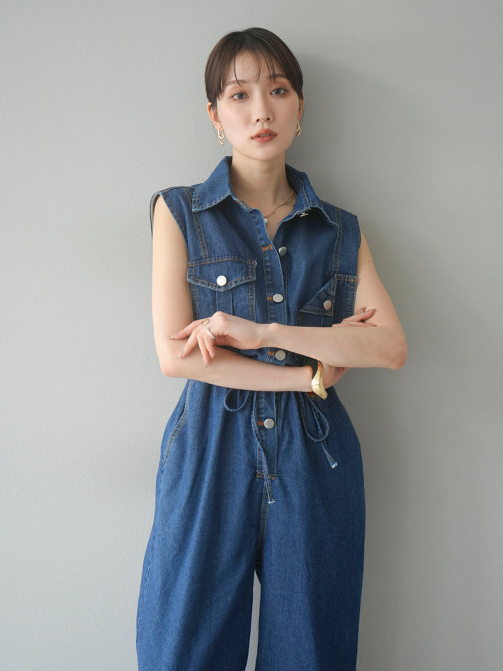 【預購】口袋設計牛仔連身衣/藍色