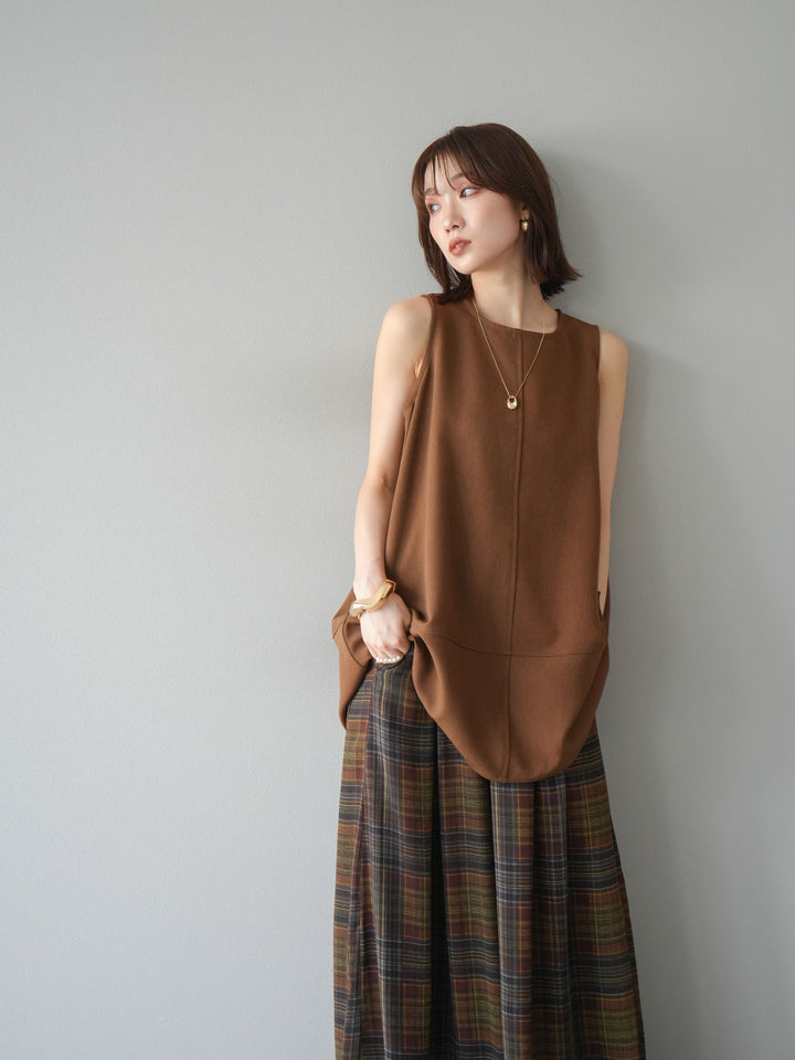 [予約]フレアノースリーチュニック/ブラウン