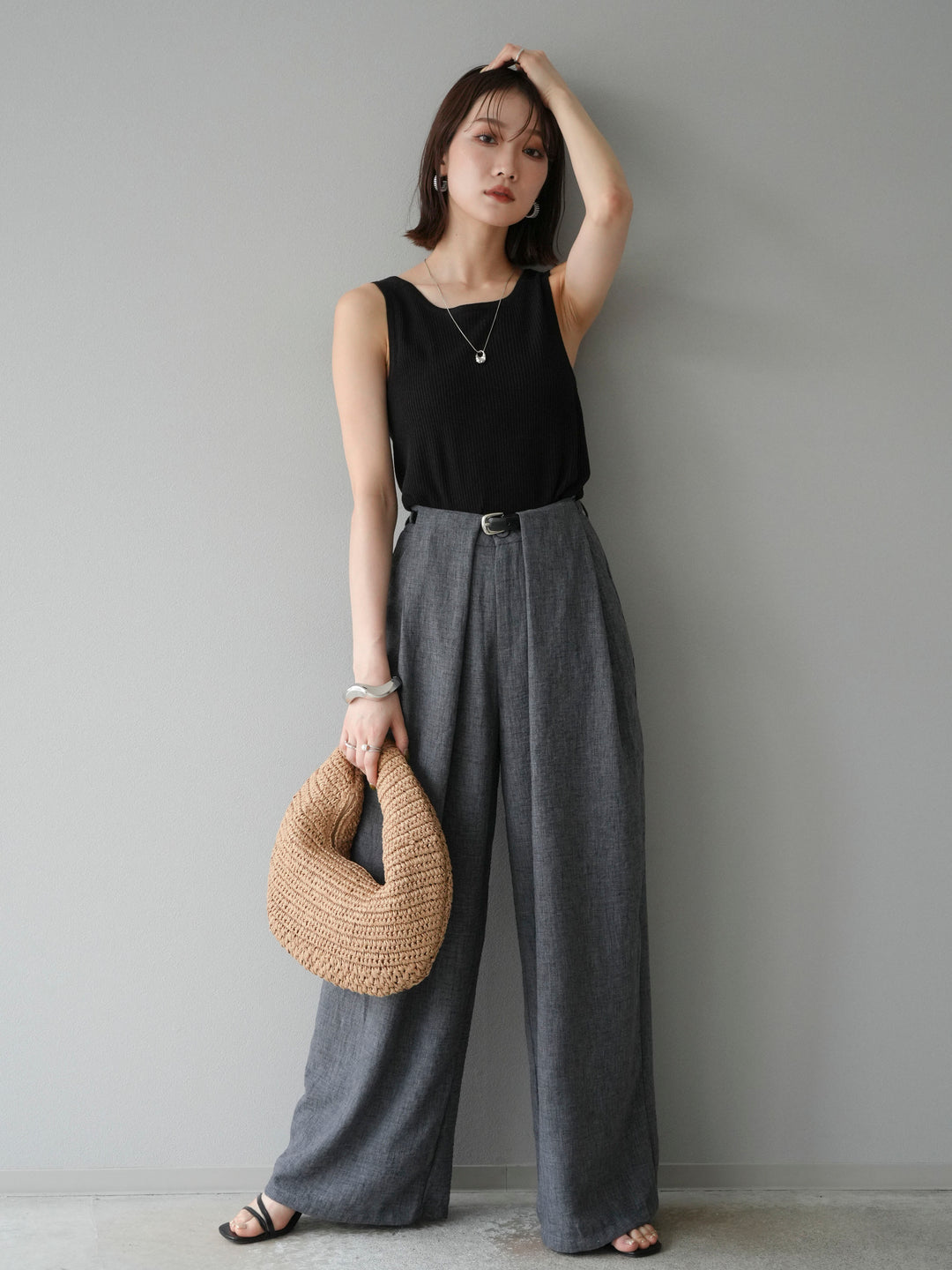 [予約]レーヨンニットタンクトップ/ブラウン