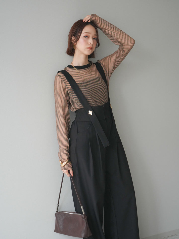 [予約]シアーストライプメッシュトップス/beige