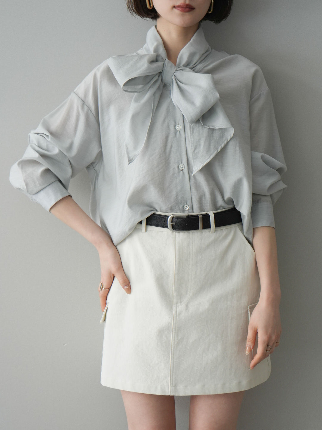 [予約]シアーボウタイブラウス/gray