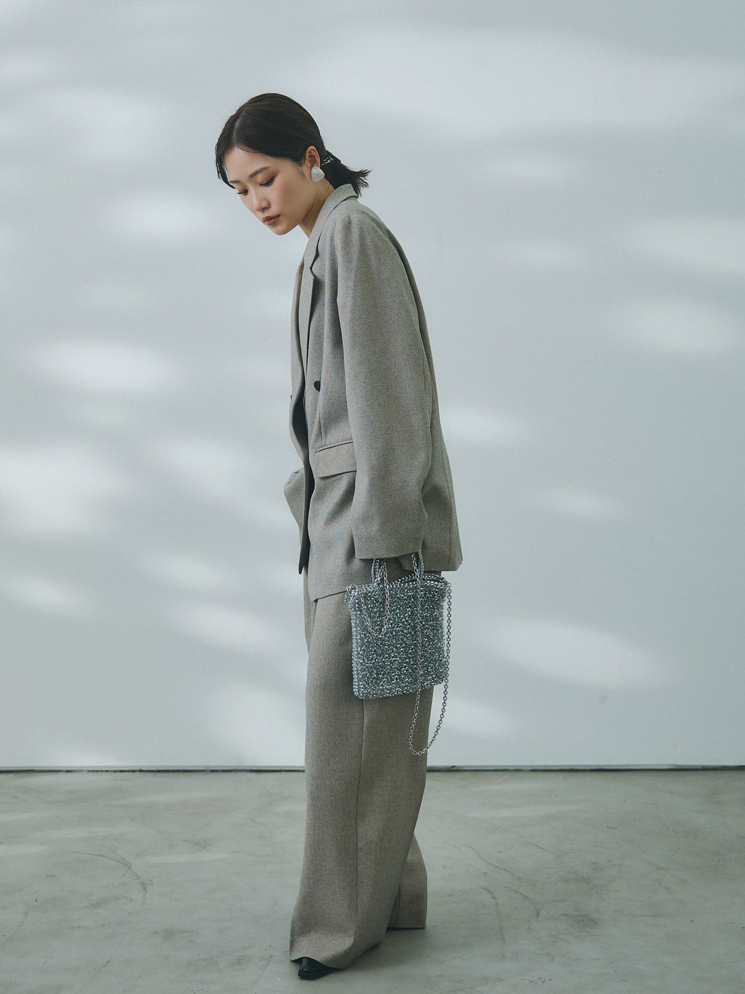 【Allure】[SET]杢調ライトテーラードジャケット+杢調ライトテーラードジャケット(2set)