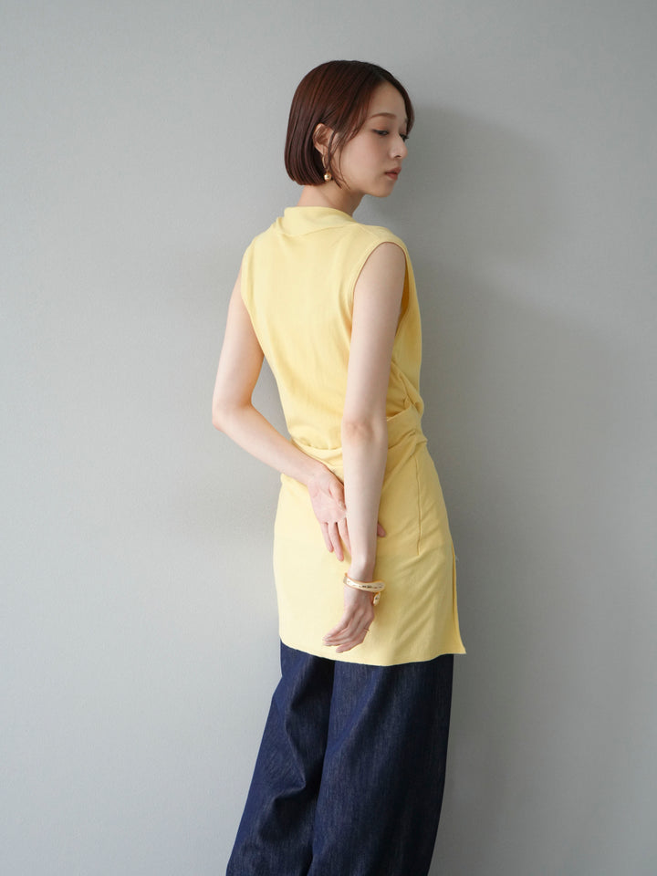 [SET]腰巻きデザインノースリーブニットカーディガン+ヒップデザインデニムパンツ(2set)