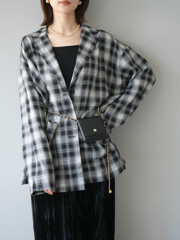[予約]チェックシャツジャケット/ブラック