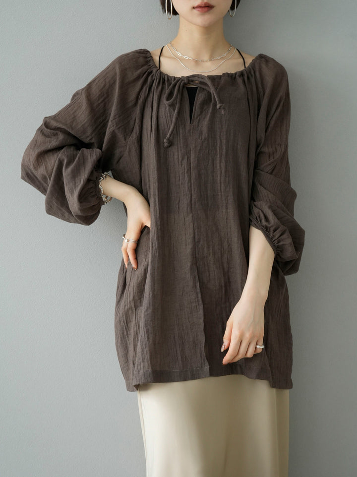 【預訂】棉質巴里紗襯衫/棕色