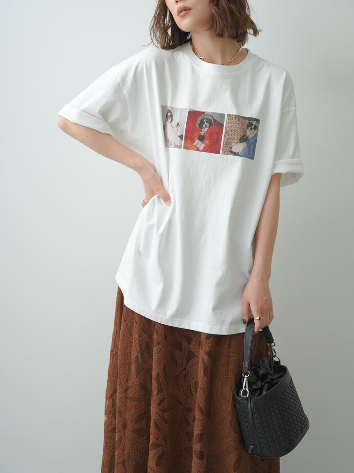 [SET]スリードッグフォトボックスTEE+フラワーレースレイヤードスカート(2set)