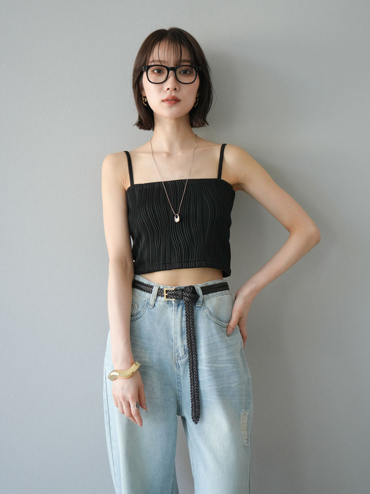 [SET]ウェーブパイピングカップ付ベアキャミソール+ウェーブパイピングカップ付ベアキャミソール(2set)