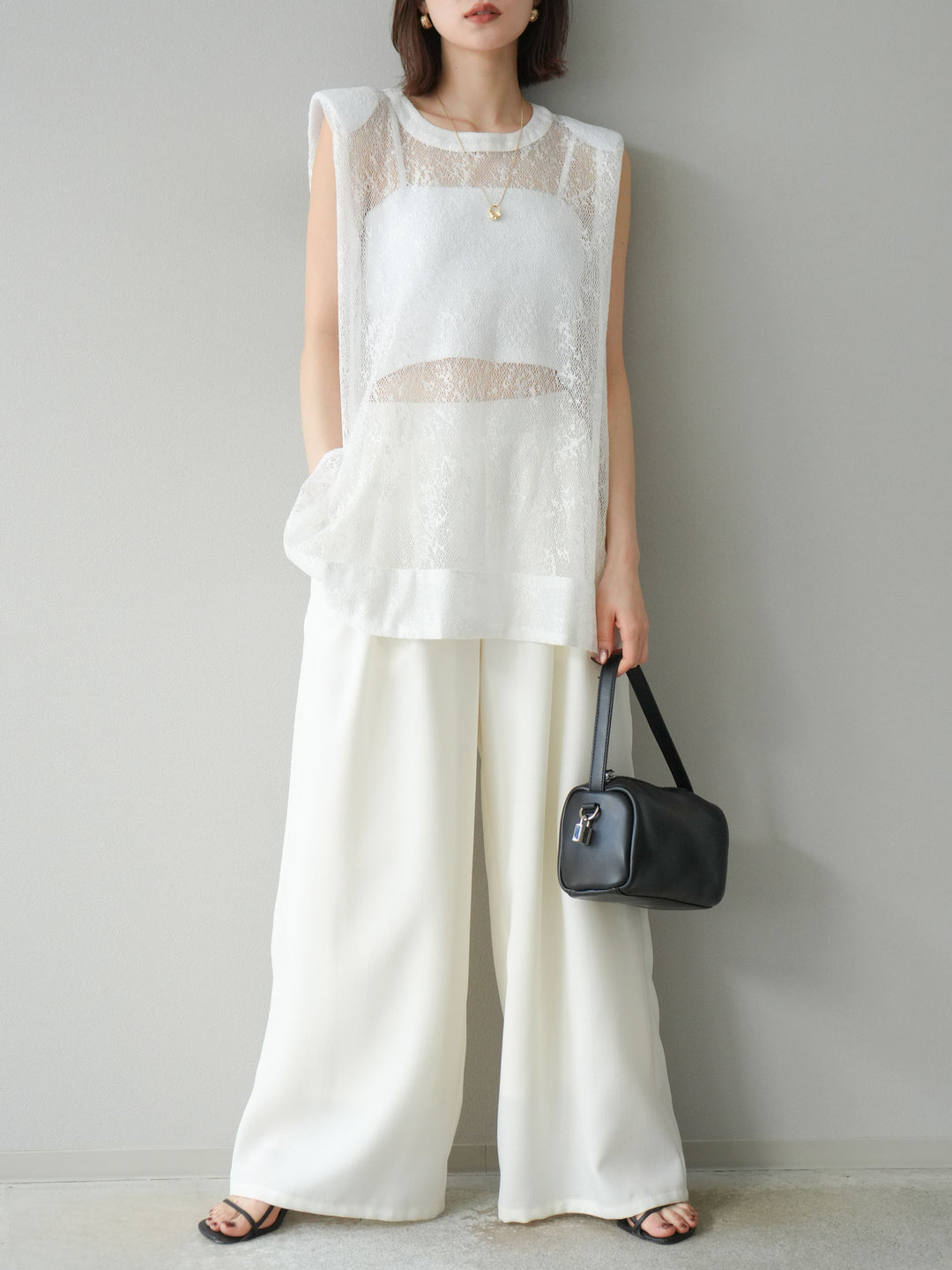 [予約]シャイニーレースプルオーバー/オフホワイト