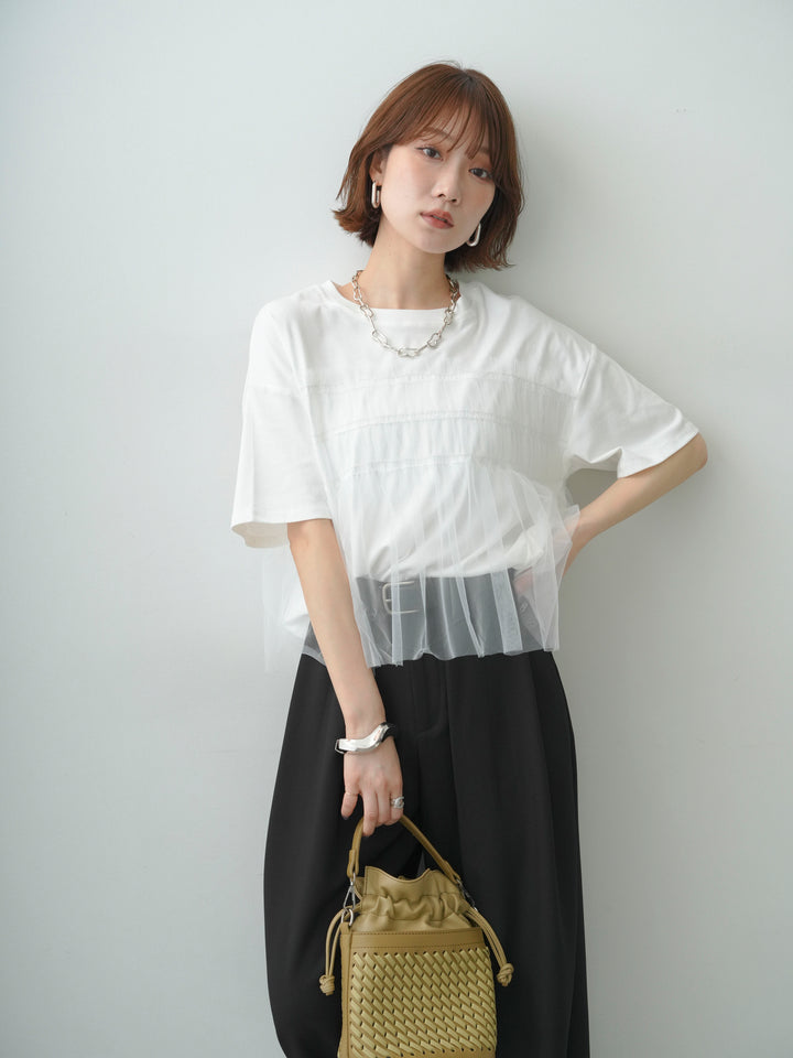 [SET]ギャザーチュールドッキングTEE+選べるアクセセット(2set)