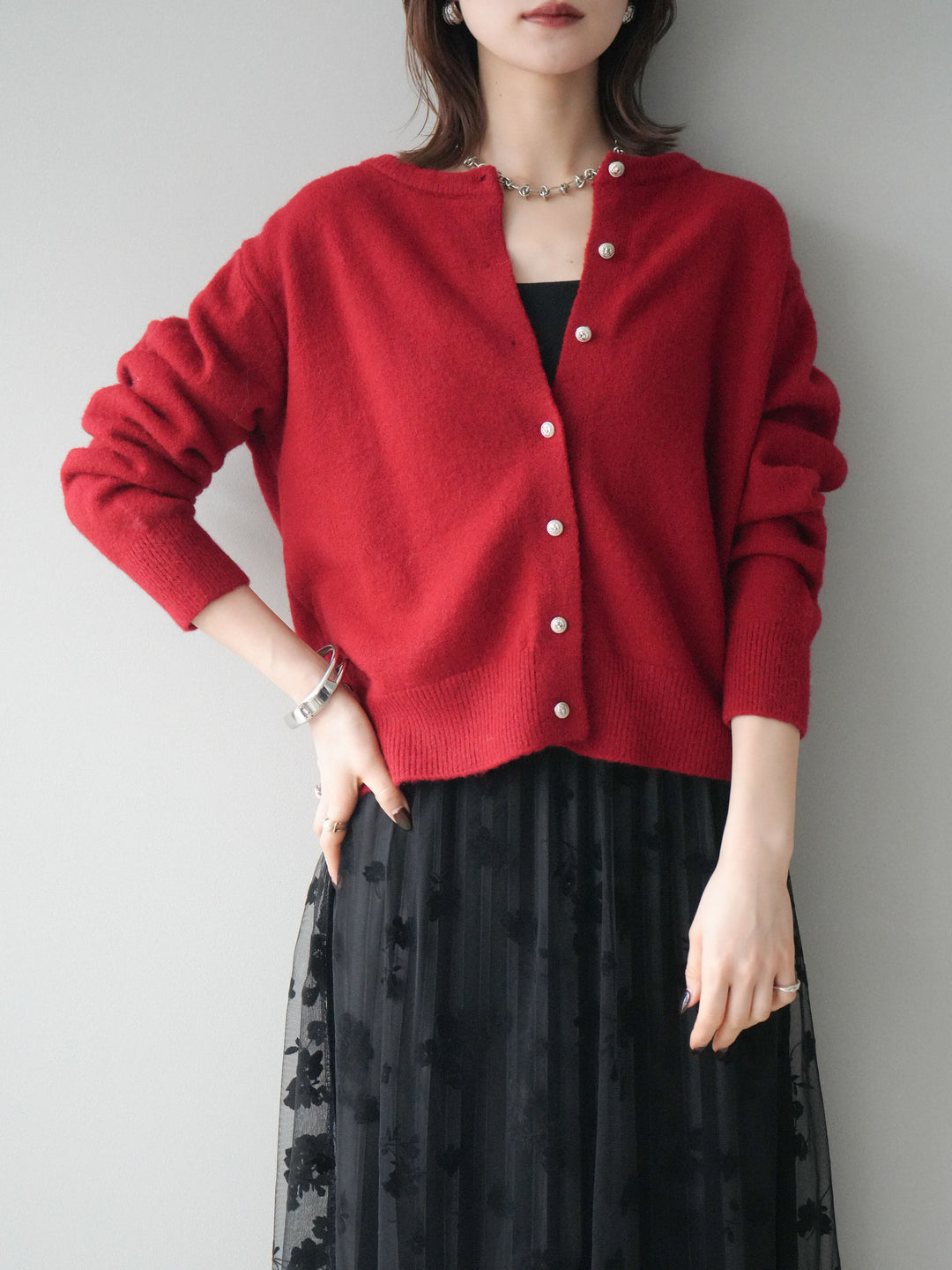 [SET]アンティークボタンニットカーディガン+アンティークボタンニットカーディガン(2set)