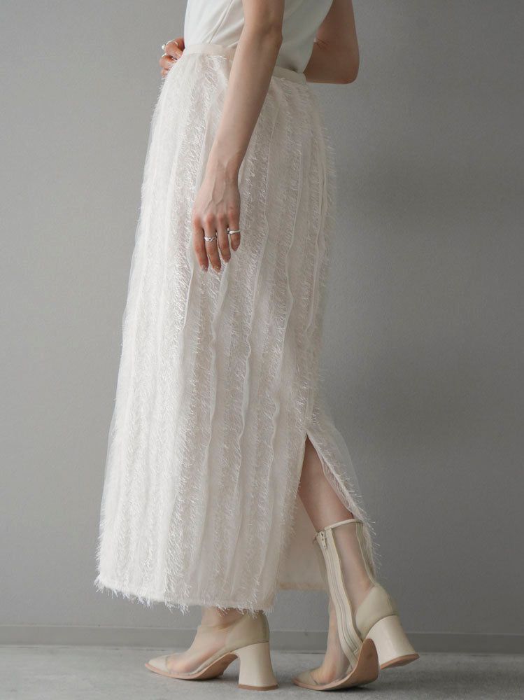 【預訂】流蘇薄紗裙/象牙色