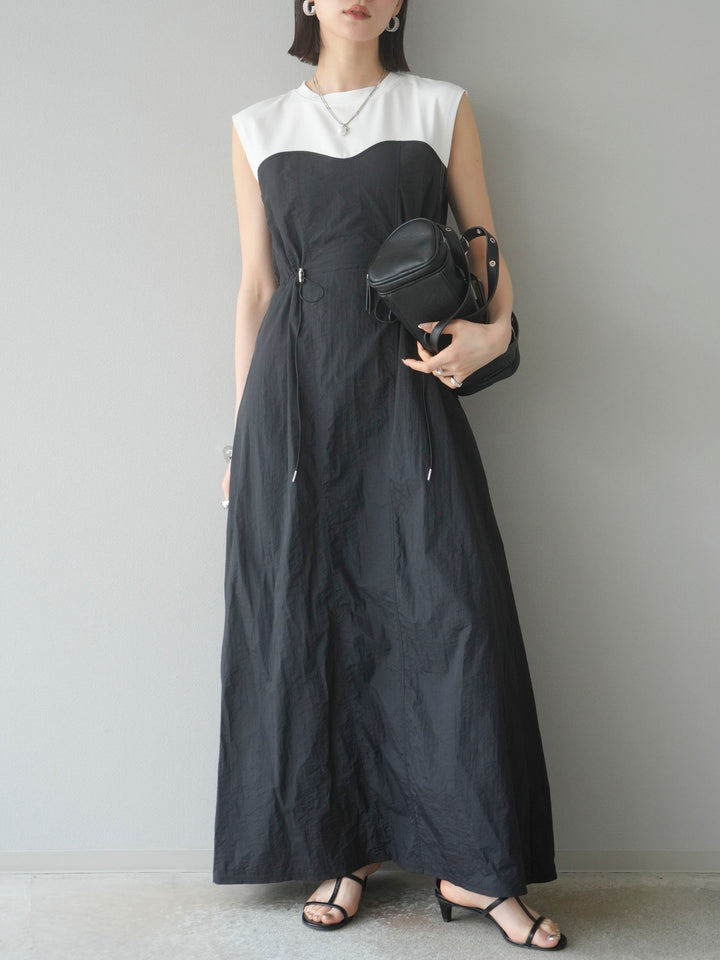 [SET] 剪裁對接尼龍洋裝 + 可選飾品套裝 (2 套)