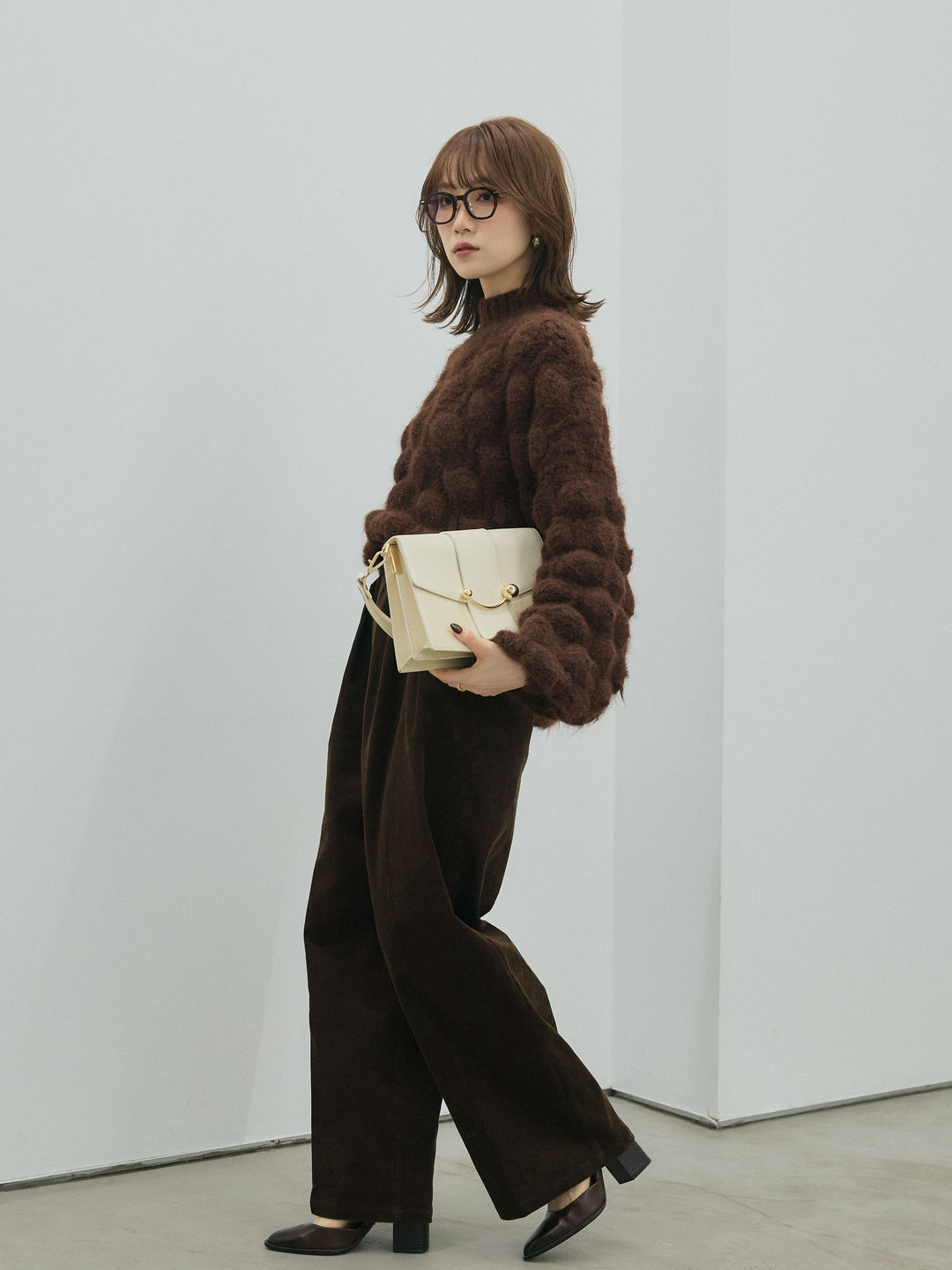 [予約]コーデュロイタックワイドパンツ/brown