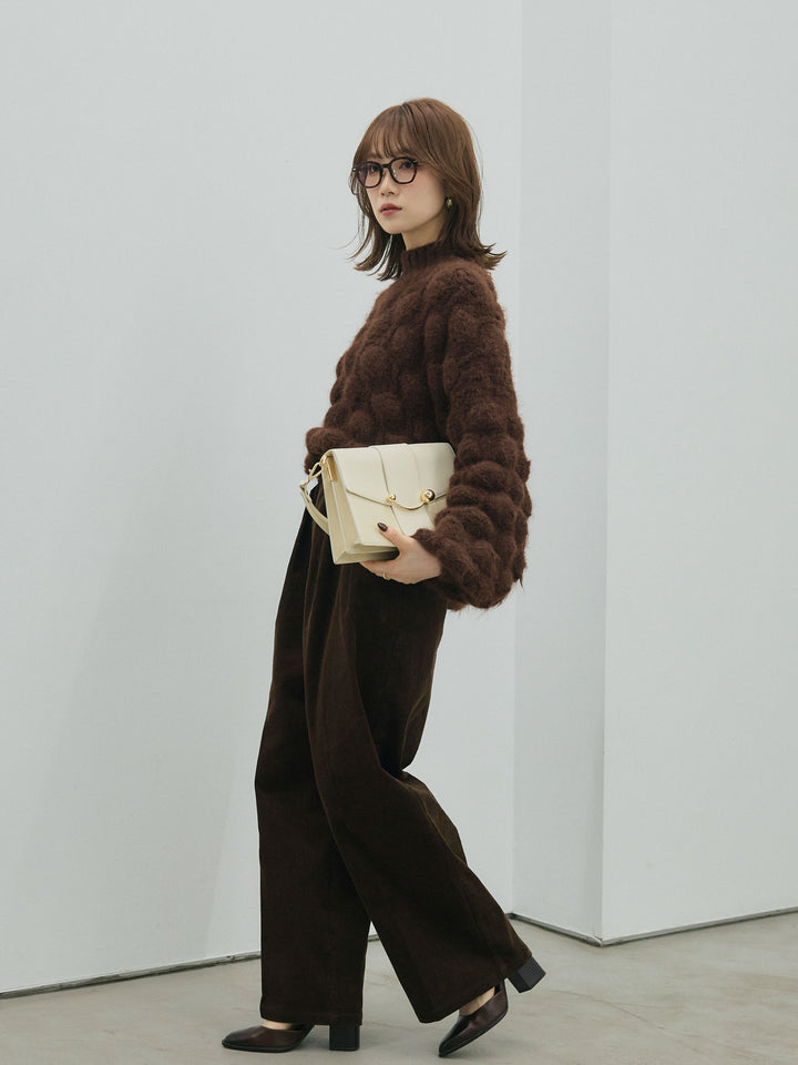 [予約]コーデュロイタックワイドパンツ/brown