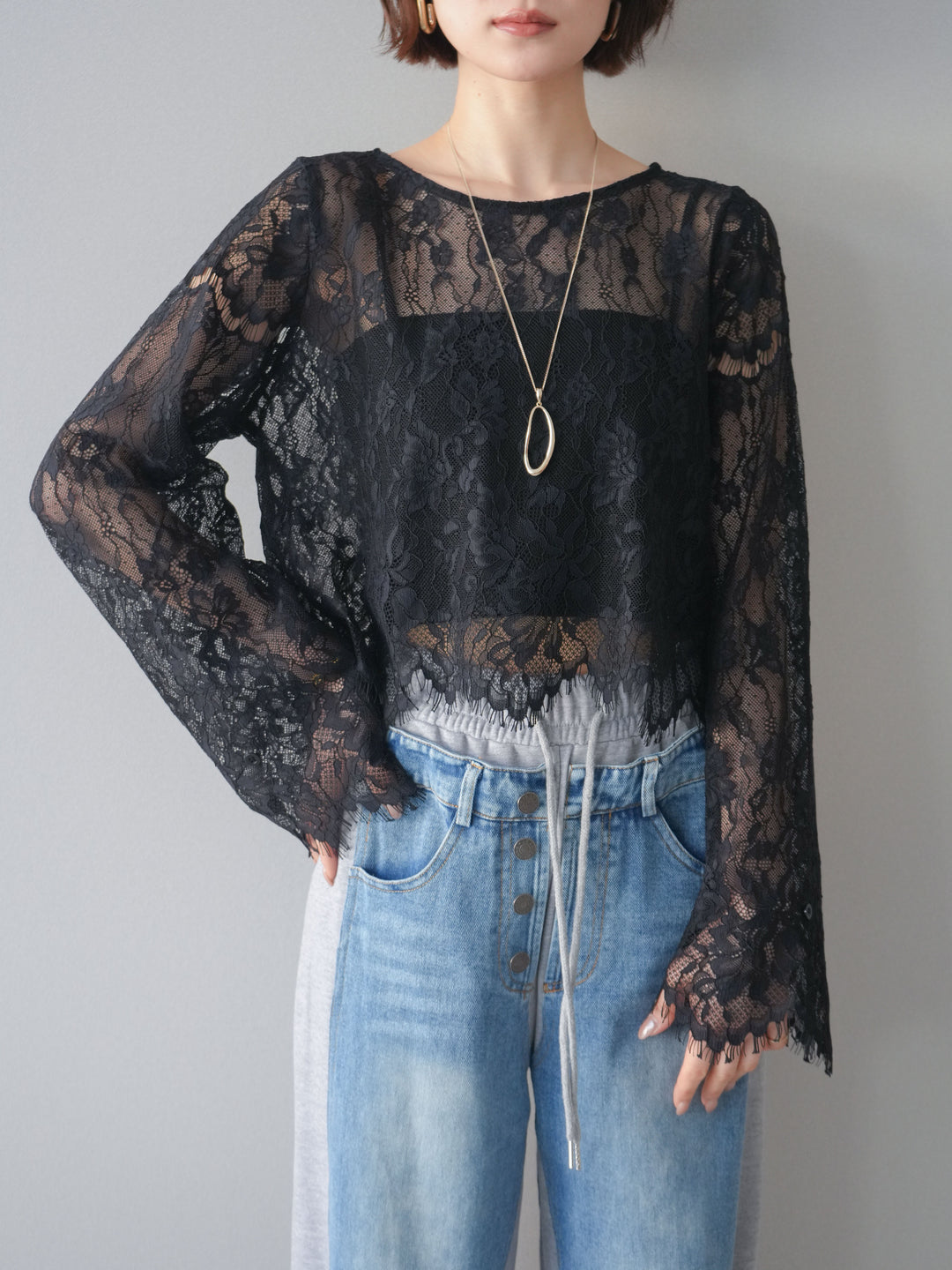 [SET]2WAYスリーブレーストップス+2WAYスリーブレーストップス(2set)