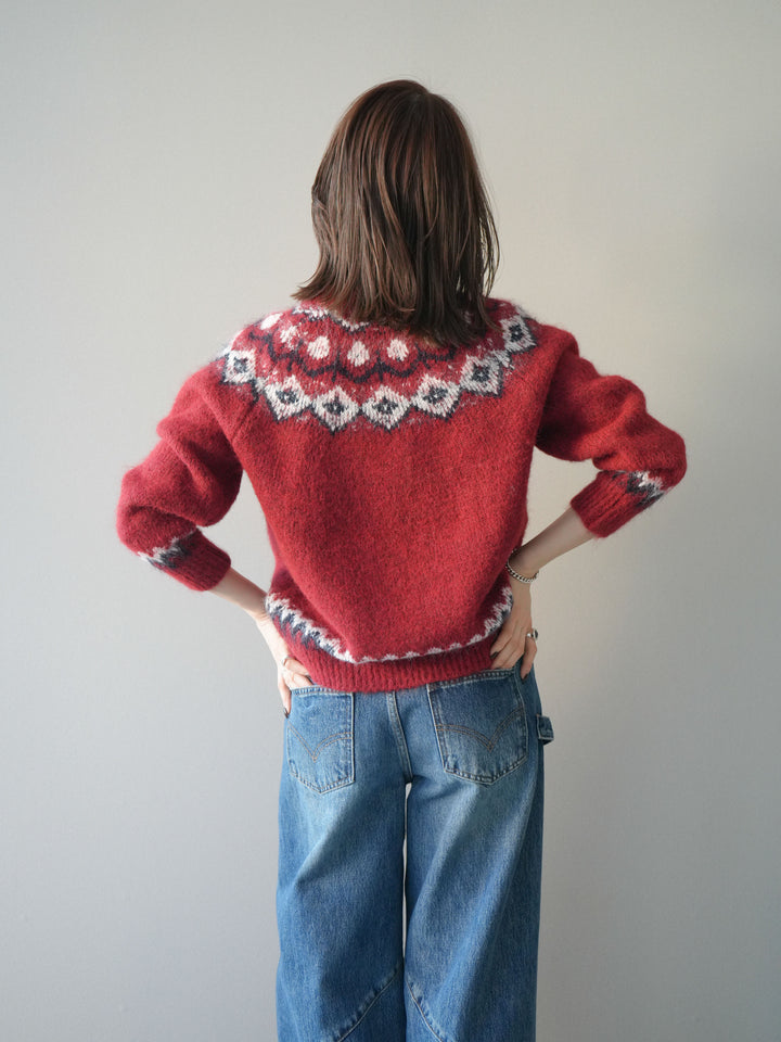 [SET]ソフトタッチ求心柄ニットプルオーバー+選べるアクセセット(2set)