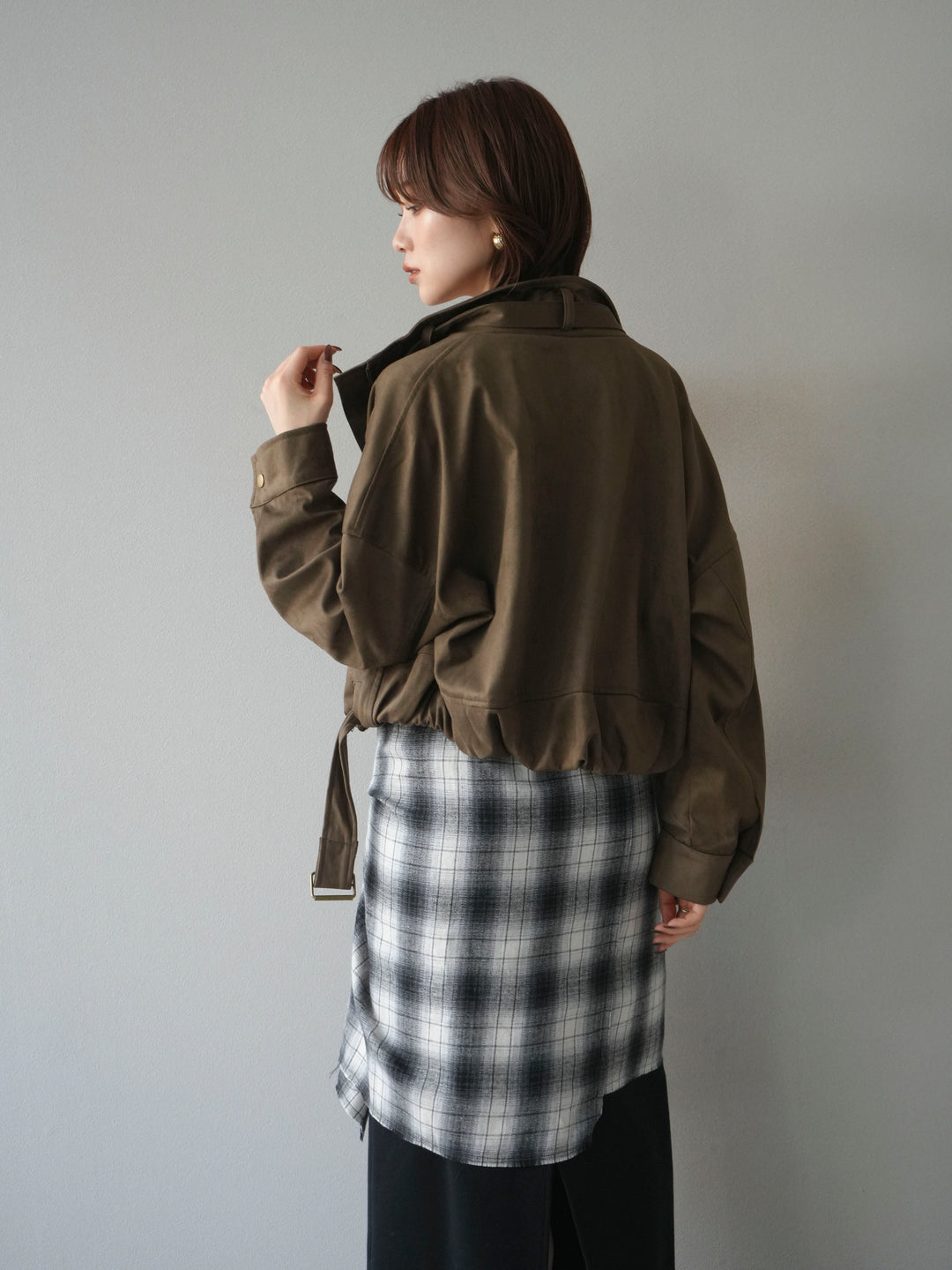 [予約]スエードバルーンショートブルゾン/khaki