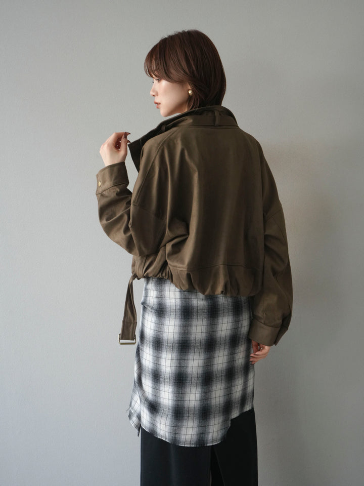 [予約]スエードバルーンショートブルゾン/khaki