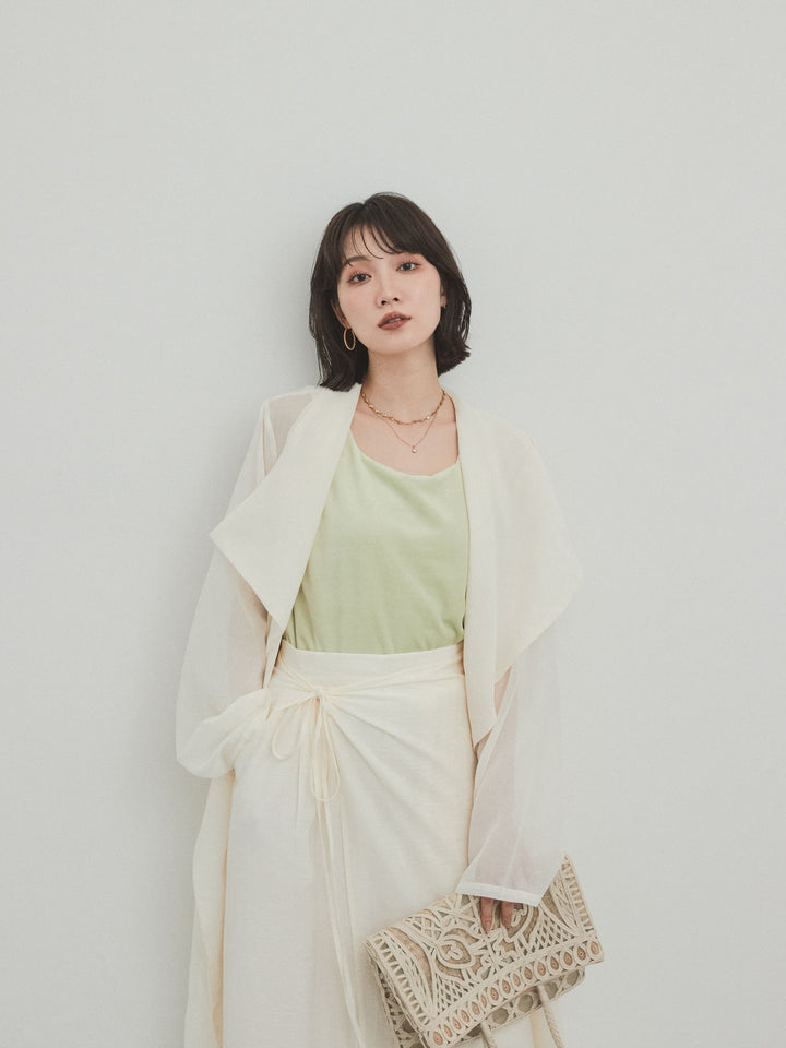 [預購] 方形天鵝絨背心/青檸色