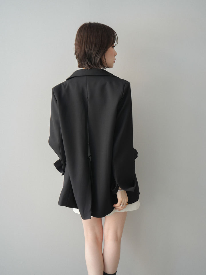 [SET]バックスリットデザインジャケット+ノースリサテンレースキャミソール+ベルト付カーゴミニスカート(3set)